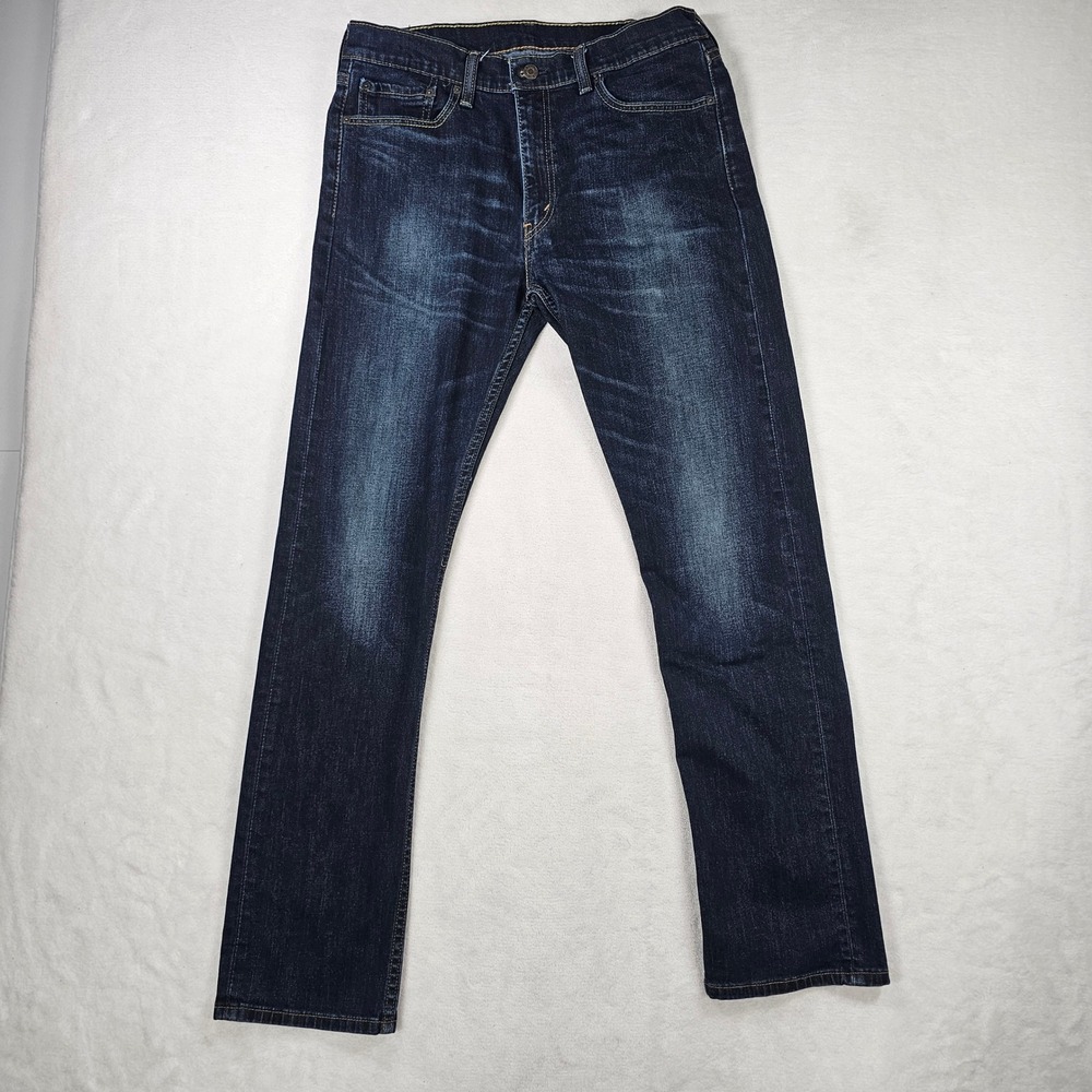 Levis 513 Slim Straight Jeans Mens 34x34 Dark Wash Indigo Blue Excellent Denim